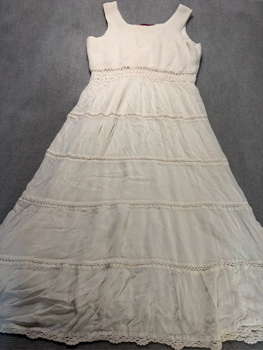 Mix Nouveau New York Ivory Crochet Boho Maxi Dress Size 16W